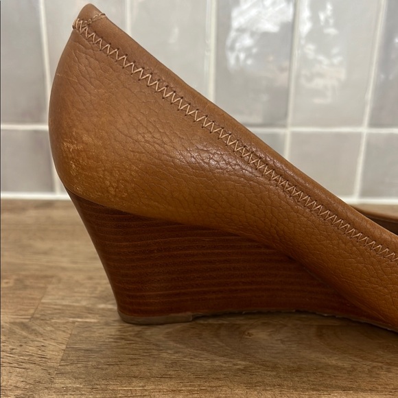 Tory Burch Brown Peep-Toe Wedges - Picture 3 of 7